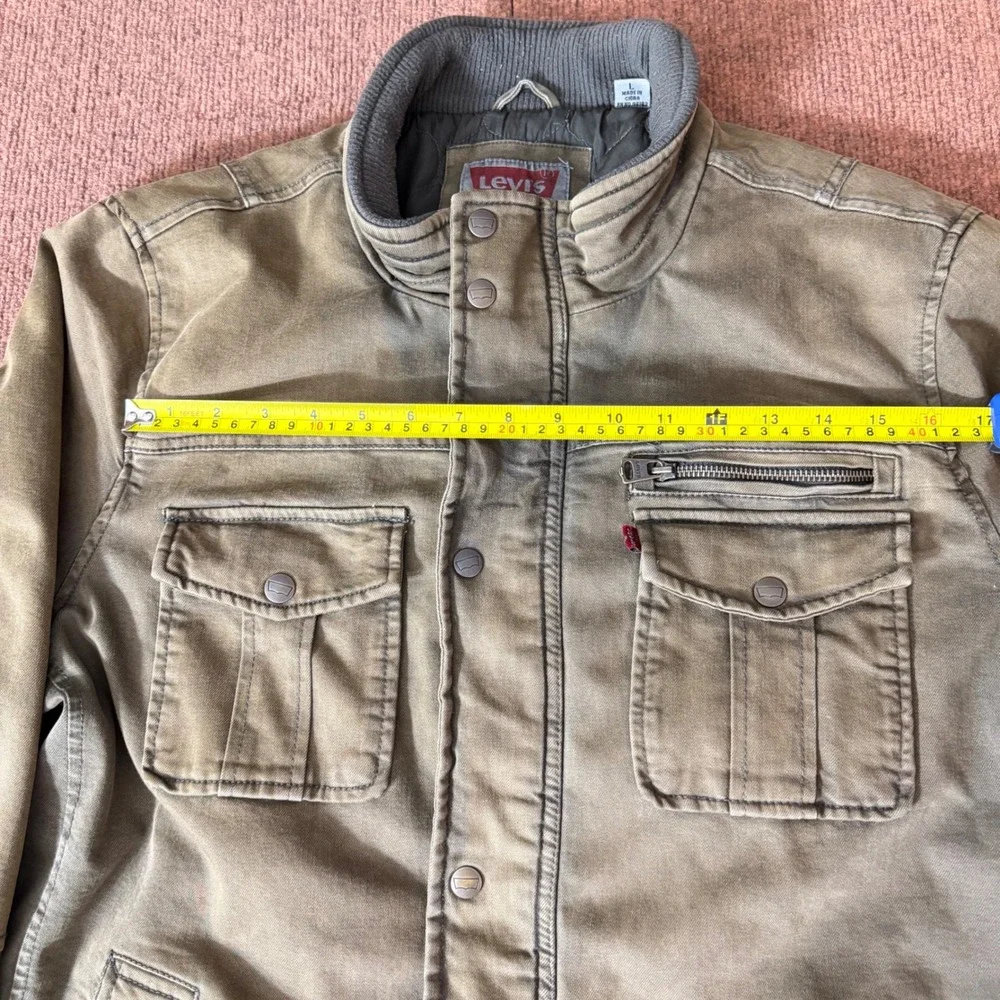 Vintage Levis Strauss Mens Field Jacket Olive‎ Green Canvas Quilted Lined Large